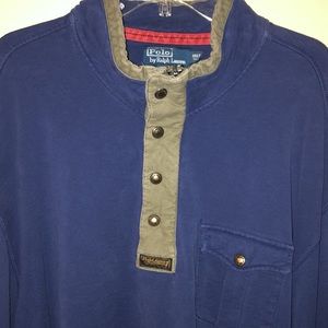 Vintage 3XLT Navy Polo by Ralph Lauren Talon long pullover shirt